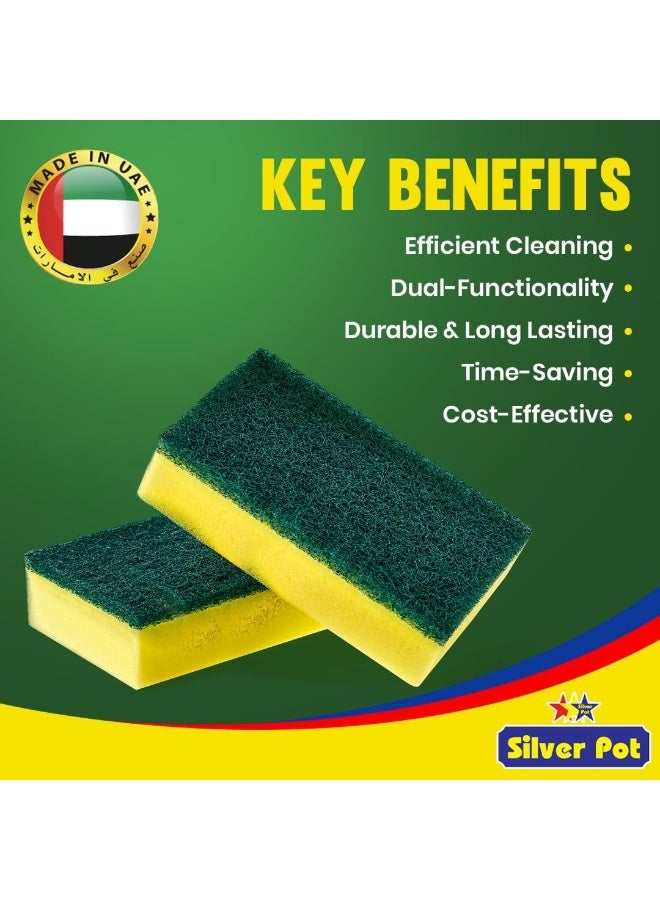 Silver Pot وعاء فضي 8 قطع إسفنجة وممسحة مطبخ - 9 سم إسفنجة تنظيف متعددة الاستخدامات للأواني والمقالي وأدوات المطبخ والأسطح الحساسة - Image 2